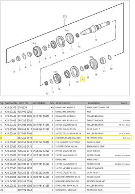 GERİ VİTES YILDIZ DİŞLİ SEKMANI 2.70 MM - 1
