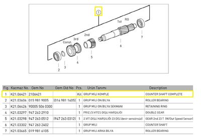 GRUP MİLİ KOMPLE (DEVİR SENSÖRSÜZ) G211-12 - 1