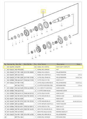 KAMALI MİL KOMPLE G281-330/12 KL E.M. - 1